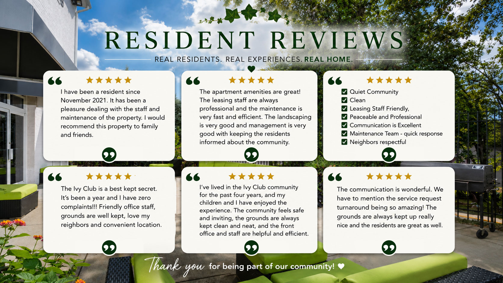 Ivy Club Resident Reviews