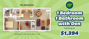 Special Offer - 1 Bedroom, 1 Bathroom with Den - $1,394